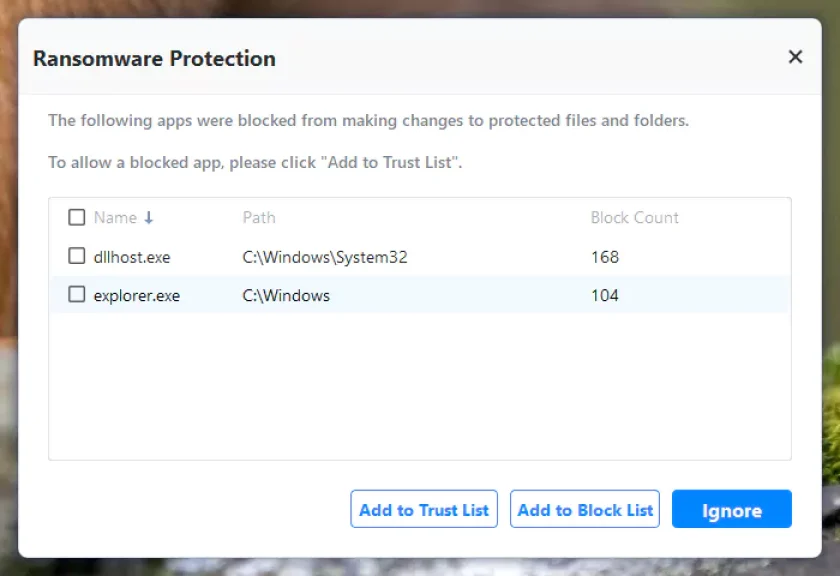 Ransomware Protection: access denied